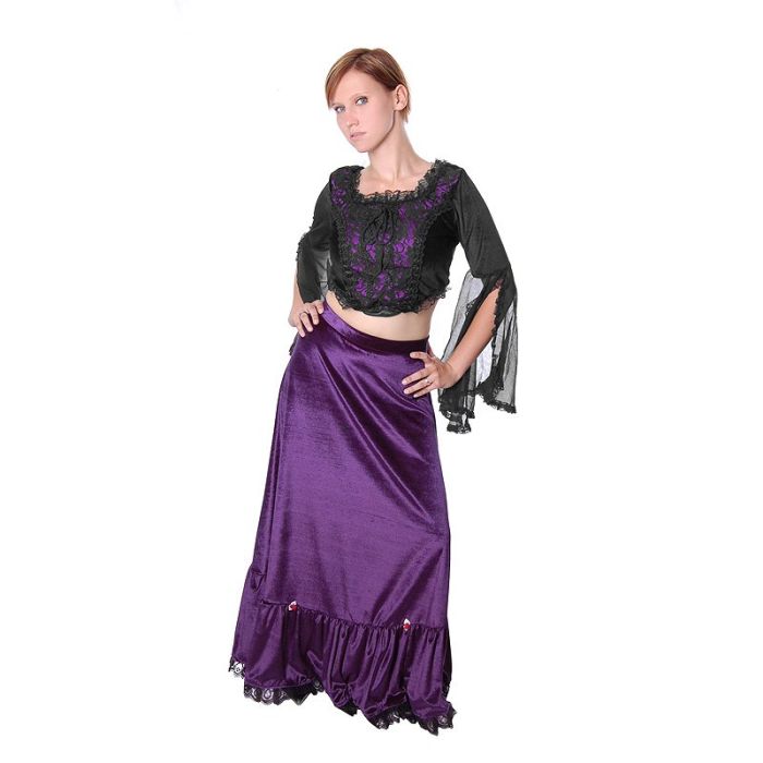 langer lila Samtrock gothic Larp Ethno Hippie