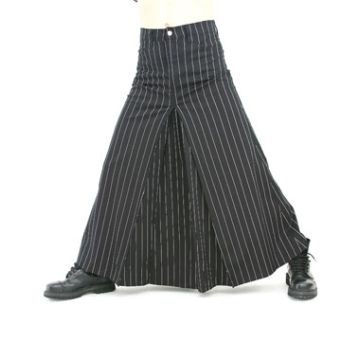 Men Skirt Pin Stripe Black/White