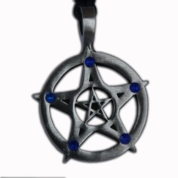 Pentagram Anhänger mit blauen Steinen