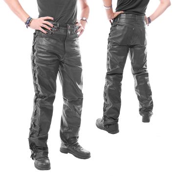 Leder schnuerjeans Lederhose schwarz