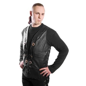 Lederweste mit Kragen aus Nappa mit Seitenschnürung und 4Concha