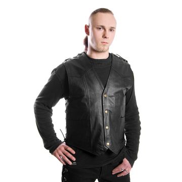 Leder Weste mit Schulter und seiten schnürung