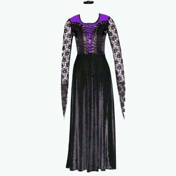 langes Kleid mit Spitzen Ärmeln