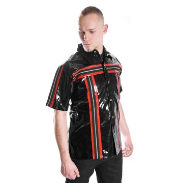 schwarz rotes Lack kurz Arm Hemd