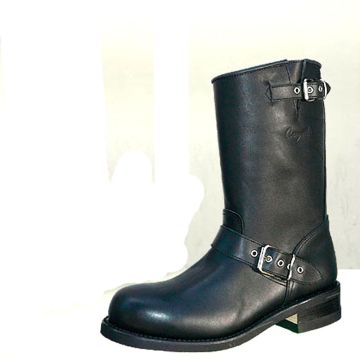 schwarzer Ingeneer- stiefel aus Rindsleder