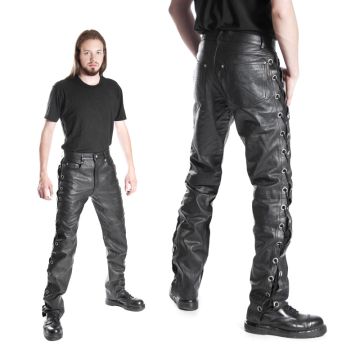 Lederschnürhose O-Ring Cow milled schwarz