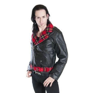 Lederjacke Punk red Tartan