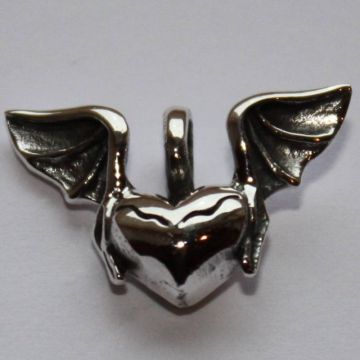 kleines Herz Fledermausflügel Sterlingsilber