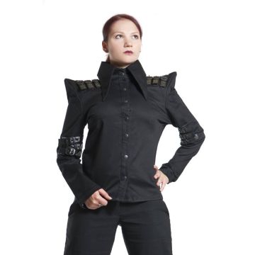 Stylisches Damenhemd, 100% Baumwolle, schwarz