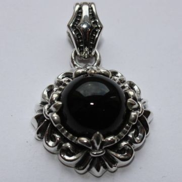 Anhänger mit schwarzen Stein in echt 925 Sterling Silber