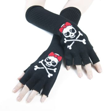 Fingerlose Handschuhe lang lady Skull