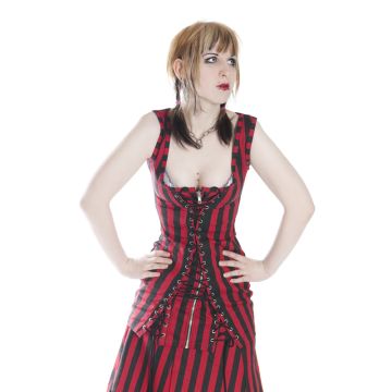 geschnürtes Minikleid stripes red