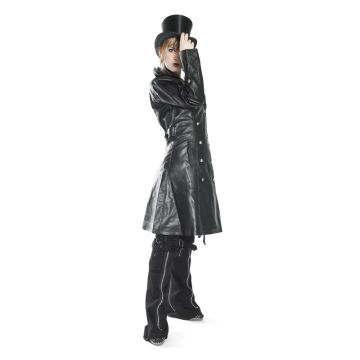 Damen Kunstledermantel kurz doppelreiher