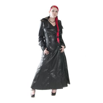 Damen Kunstledermantel lang doppelreiher