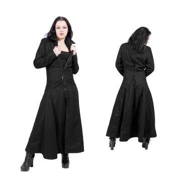 langer Damen Mantel mit Corsettschnürung