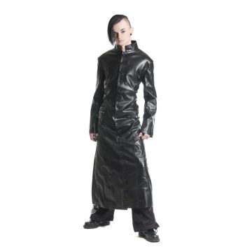 gerade geschnittener Kunstledermantel