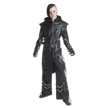 gerade geschnittener Kunstledermantel