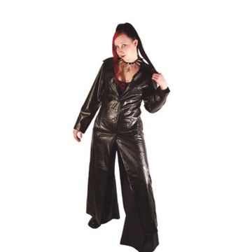 langer Damen Mantel Kunstleder 402