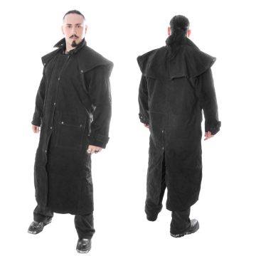 Leder Staubmantel Duster schwarz