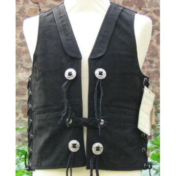 Lederweste mit Kragen aus nubuck mit Seitenschnürung und 4Concha