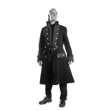 Herrenmantel Wollmantel Steampunk schwarz