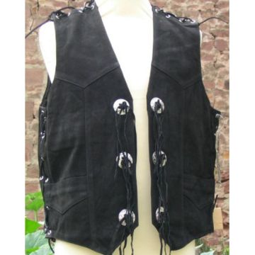 Lederweste aus nubuck black mit Seiten und Schulterschnürung und