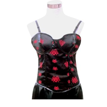 Gothic Top Oberteil schwarz mit Spinne rot Spagetti Träger