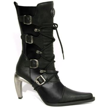 New Rock 9373 Malicia – schwarzer Damenstiefel mit Stahlabsatz