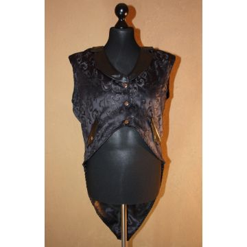 Steampunk Weste Brokat schwarz