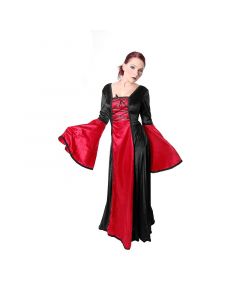 Gothic Mittelalter Samtkleid schwarz mit rot Larp Barock