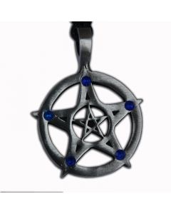 Pentagram Anhänger mit blauen Steinen