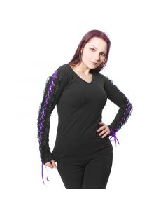 Schwarzes Longsleeve Top mit schnürung