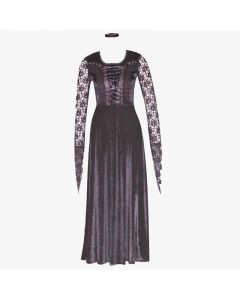 langes schwarzes Kleid mit Spitzenärmel