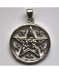 Pentagramm mit rotem Stein