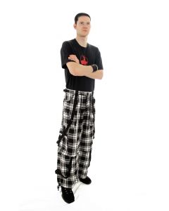 Punk Tartan Baggy black and white